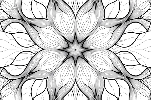 black and white dahlia flower drawing illustration with line art on white backgrounds generative ai