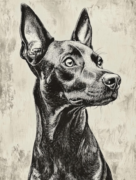 Photo black and white dog drawing