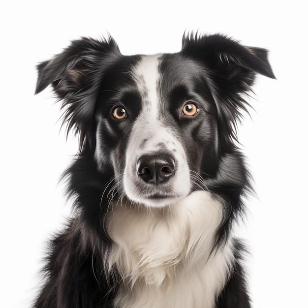 A black and white dog with a white stripe on its chest.