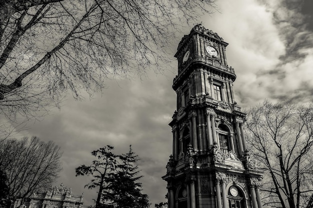 Black and White Dolmabahce Clock Tower is a clock tower situated outside Dolmabahce Palace