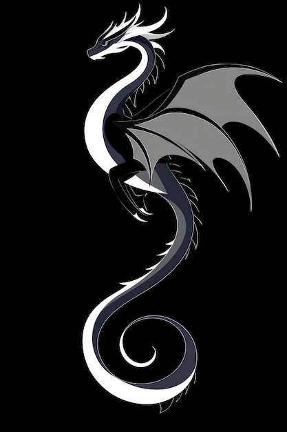 Photo black and white dragon illustration