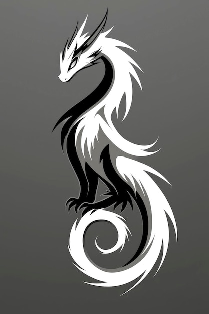 Black and White Dragon Tattoo Design