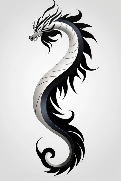 Black and White Dragon Tattoo Design