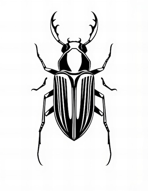 Photo a black and white drawing of a beetle with the word bug on it