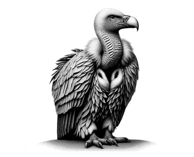 a black and white drawing of a bird with a large beak