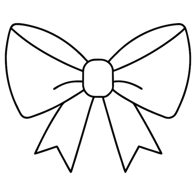 Photo a black and white drawing of a bow with a ribbon on it