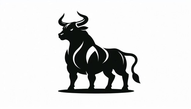 Photo a black and white drawing of a bull with horns