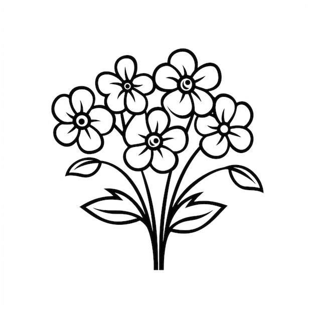 a black and white drawing of a bunch of flowers generative ai