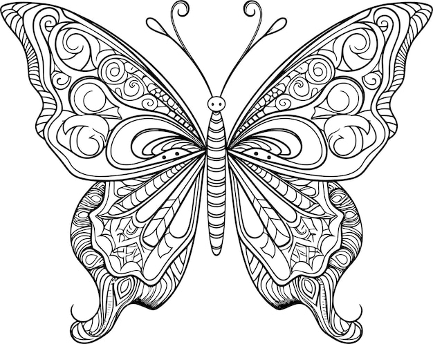 Photo a black and white drawing of a butterfly with a pattern on it