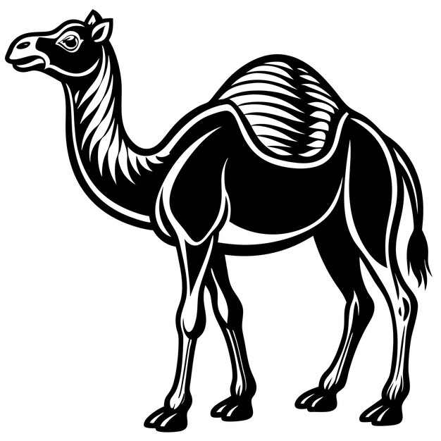 Photo a black and white drawing of a camel