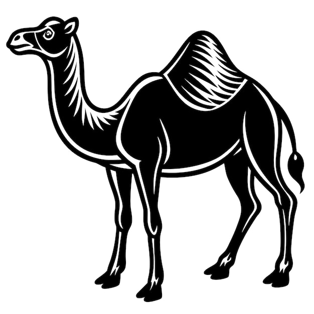 Photo black and white drawing of a camel