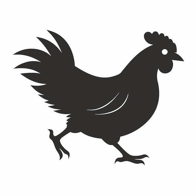 Photo a black and white drawing of a chicken with a black outline