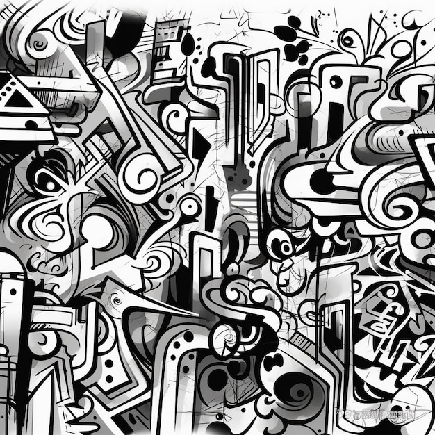 Photo a black and white drawing of a city with a lot of words on it