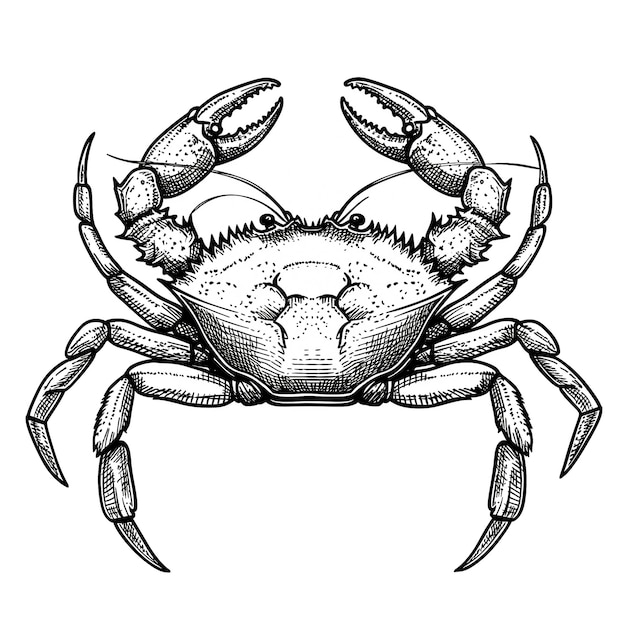 Photo a black and white drawing of a crab