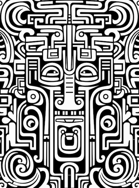 a black and white drawing of a cross with a lot of swirls generative ai