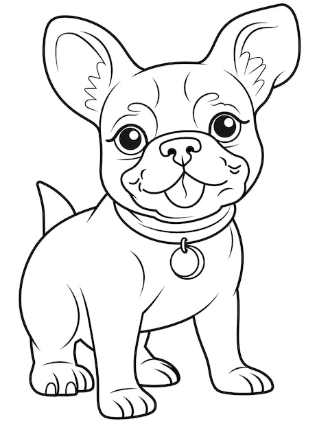 Photo a black and white drawing of a dog with a tag on its neck