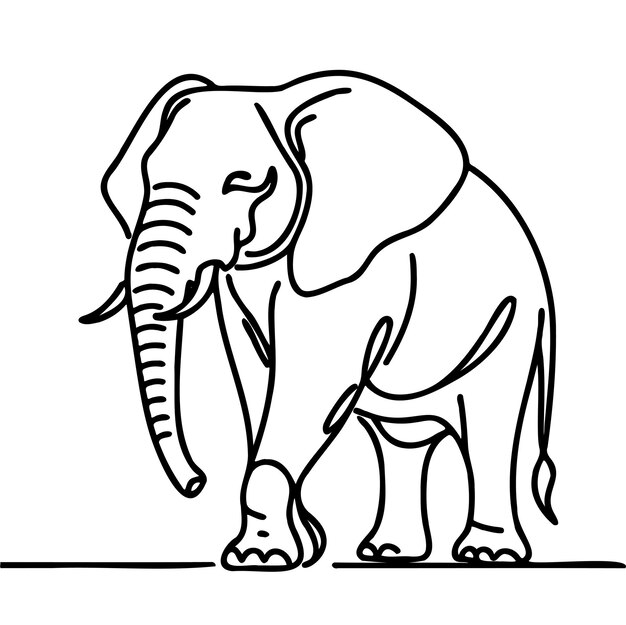 Photo a black and white drawing of an elephant