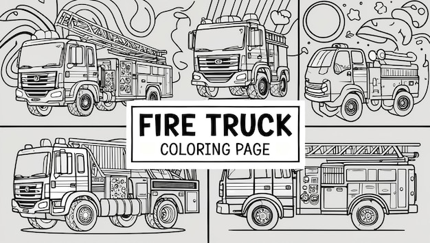 Photo a black and white drawing of a fire truck with a sign that says fire truck painted on it