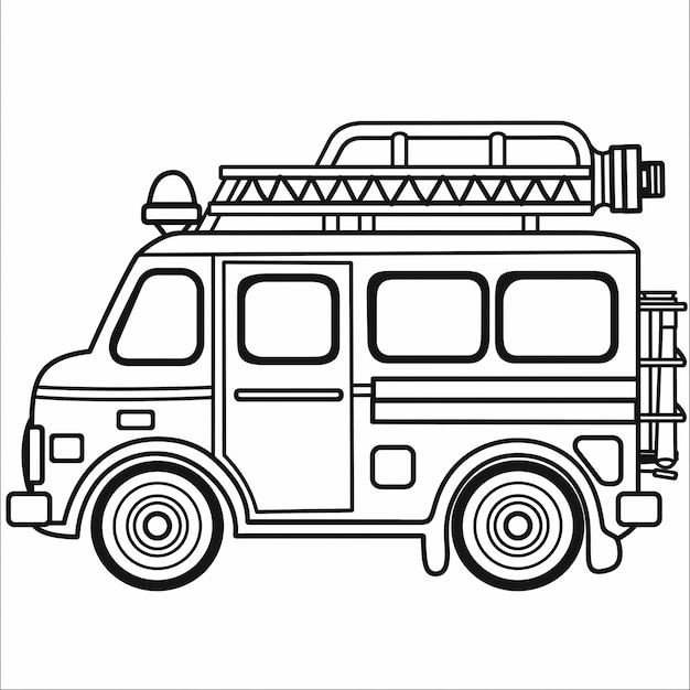 Photo a black and white drawing of a firetruck with the word  fire  on it