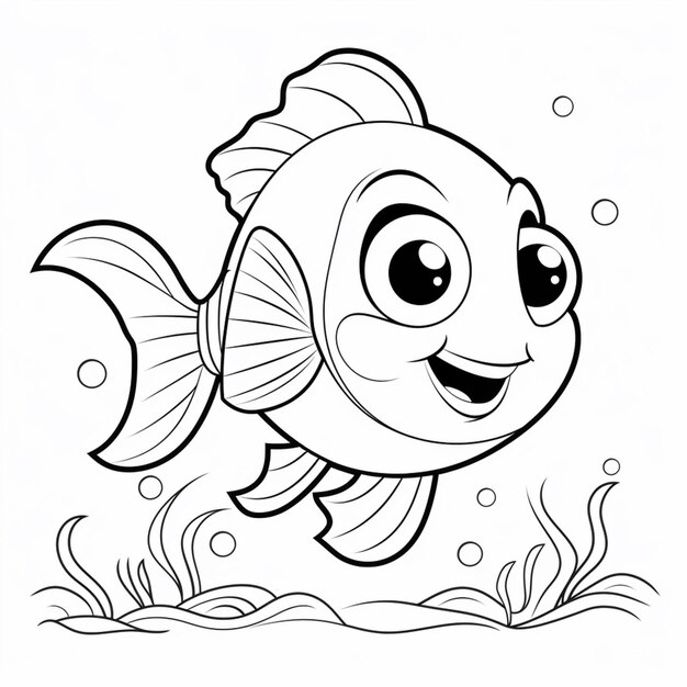 a black and white drawing of a fish with a big smile generative ai