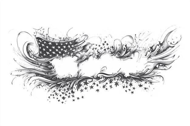 Photo a black and white drawing of a flag and the word quot i love quot on it