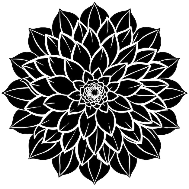 Photo a black and white drawing of a flower with a black center