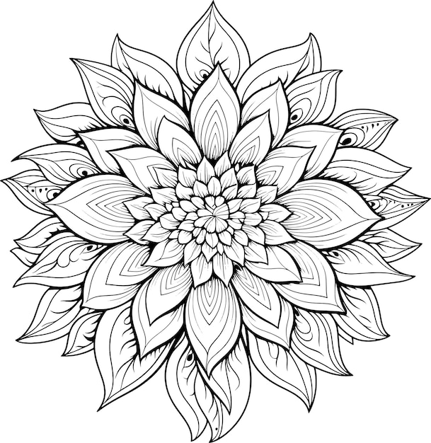 a black and white drawing of a flower with a design that says quot mandalas quot