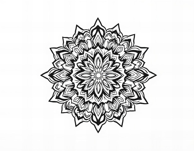 Photo a black and white drawing of a flower with a design that says  mandalas