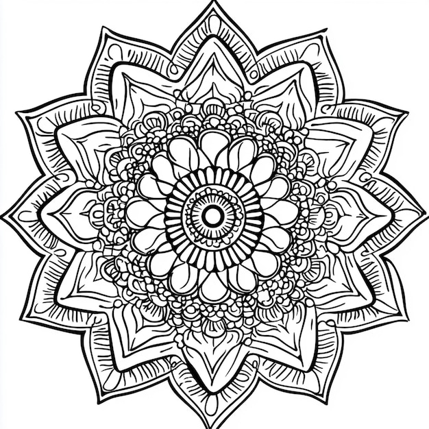 Photo a black and white drawing of a flower with a design that says quot mandalas quot