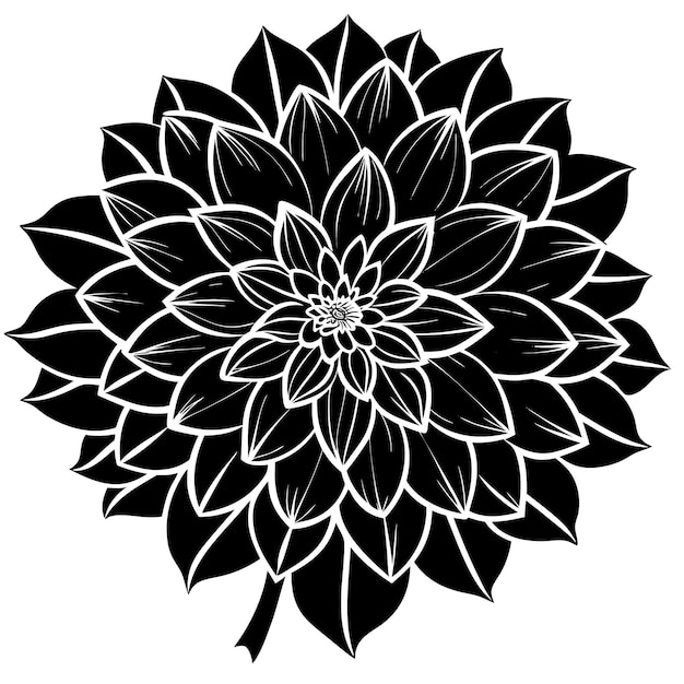 Photo a black and white drawing of a flower with a large center