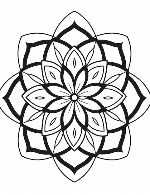 a black and white drawing of a flower with leaves generative ai