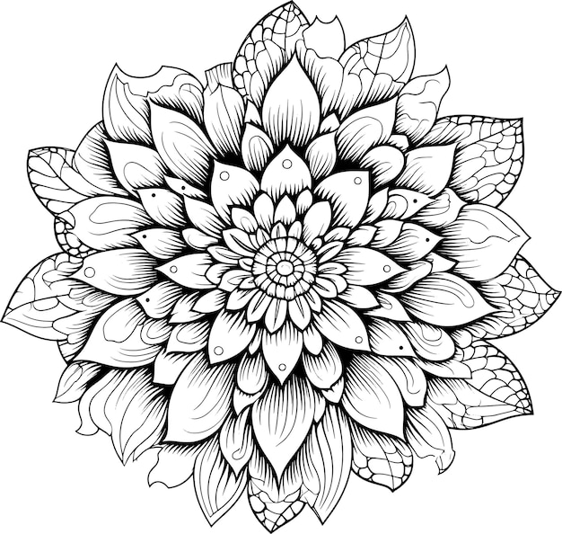 Photo a black and white drawing of a flower with many colors