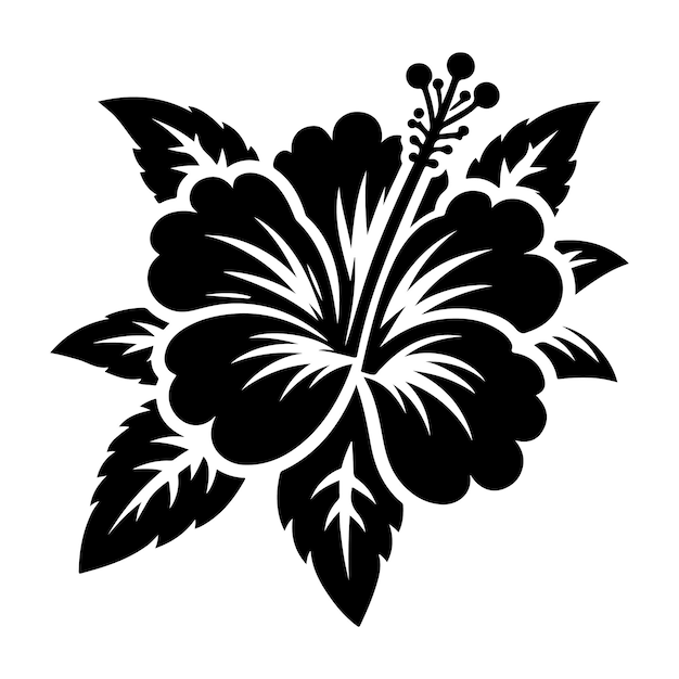 Photo a black and white drawing of a flower with the word quot hibiscus quot on it