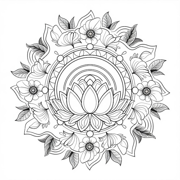 a black and white drawing of a flower with the word lotus on it