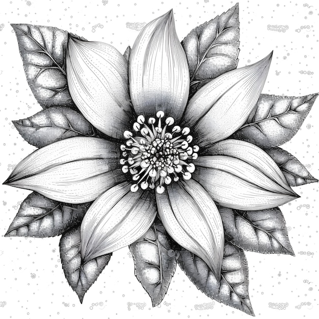 A black and white drawing of a flower with the word love on it.