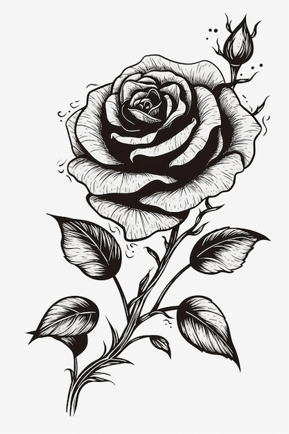 A black and white drawing of a flower with the word love on it.