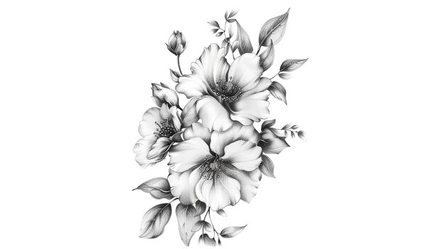 Photo a black and white drawing of a flower with the words quot peonies quot on it