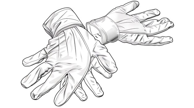 Photo a black and white drawing of a gloved hand