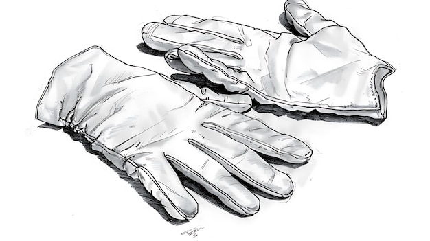 a black and white drawing of gloves that say  hands