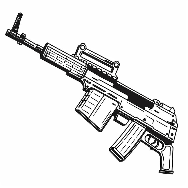 Photo a black and white drawing of a gun that saysgunon it