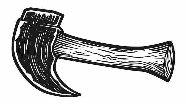 Photo a black and white drawing of a hammer with a hammer in the middle