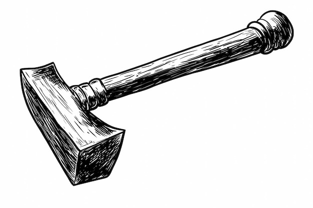 Photo a black and white drawing of a hammer