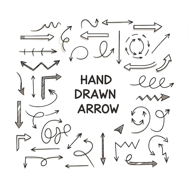 Photo a black and white drawing of a hand drawn arrow