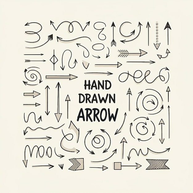 Photo a black and white drawing of a hand drawn arrow