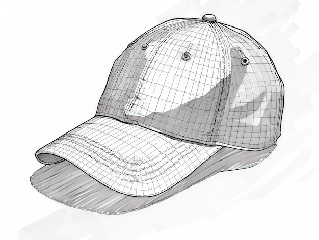 Photo a black and white drawing of a hat with a net on it