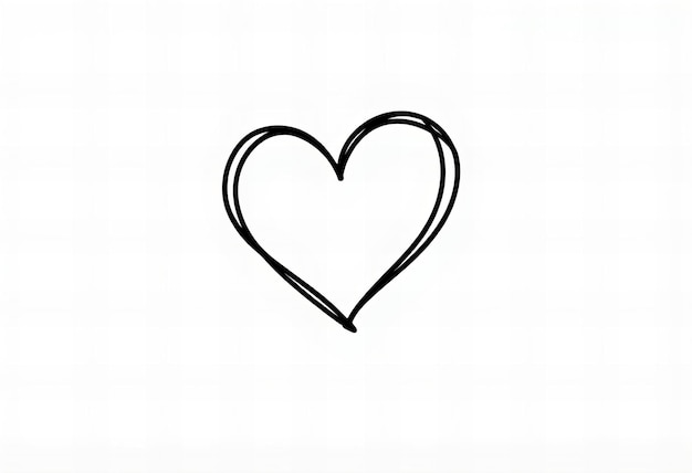 Photo a black and white drawing of a heart with a black outline