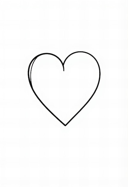 a black and white drawing of a heart with a black outline