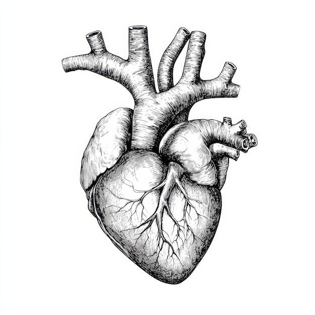 a black and white drawing of a heart with the word human in the middle