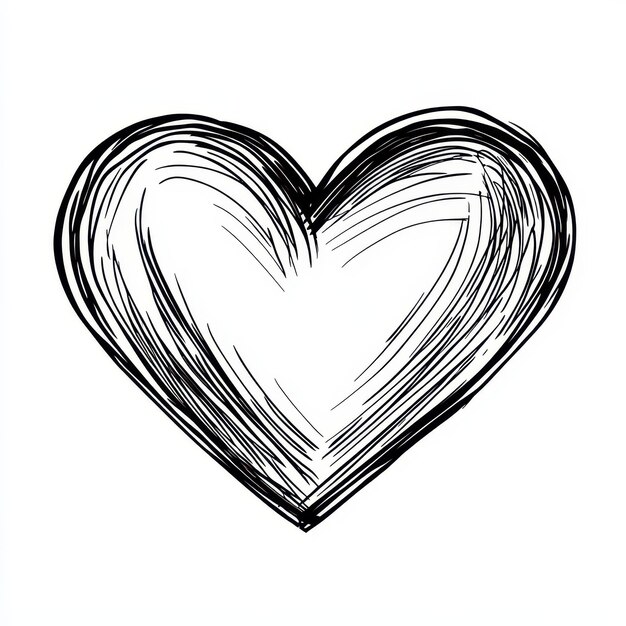 Photo a black and white drawing of a heart with the word love on it