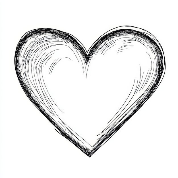 a black and white drawing of a heart with the word love on it